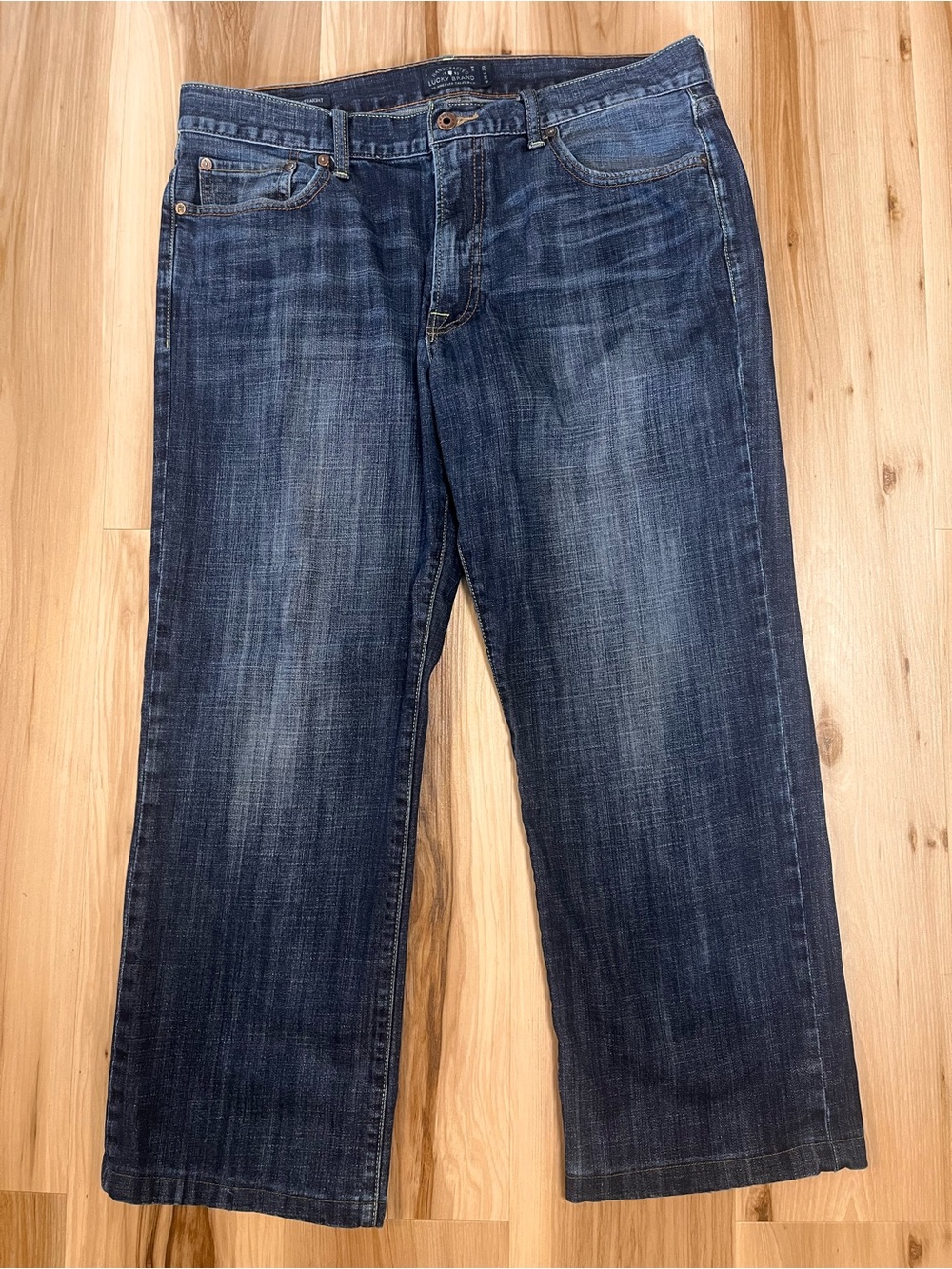 Lucky Brand Men 361 Vintage Straight Jeans Dark Wash Blue Denim Stretch 36X30